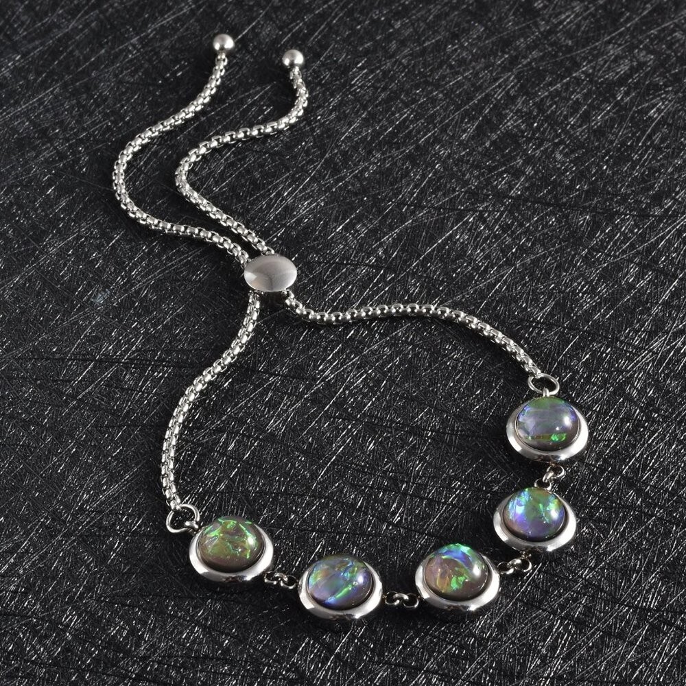 Flash Dark Green Opal Bolo Bracelet Adjustable - Picture 4 of 4